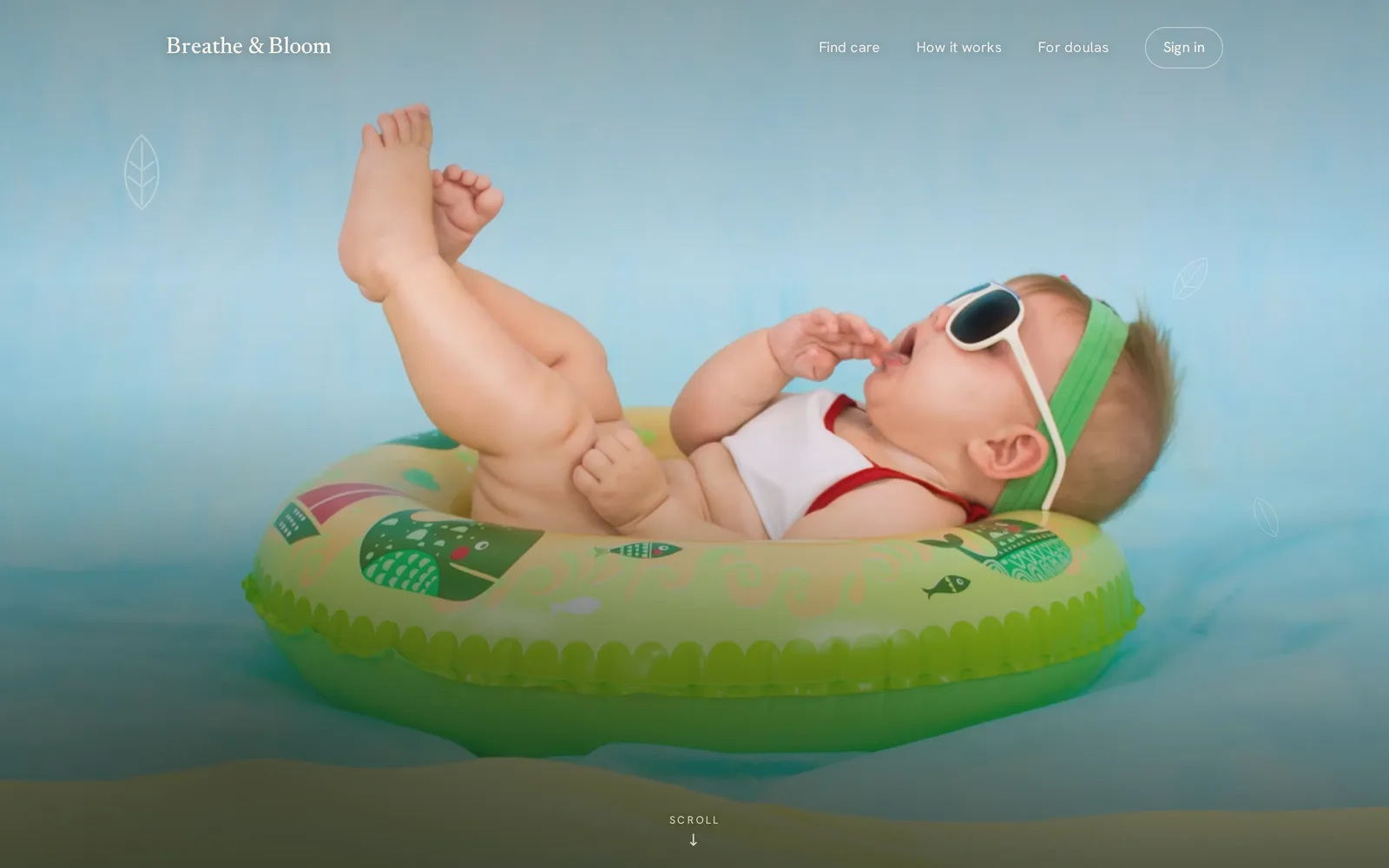 Breathe & Bloom hero: find doula care, how it works, and doula onboarding