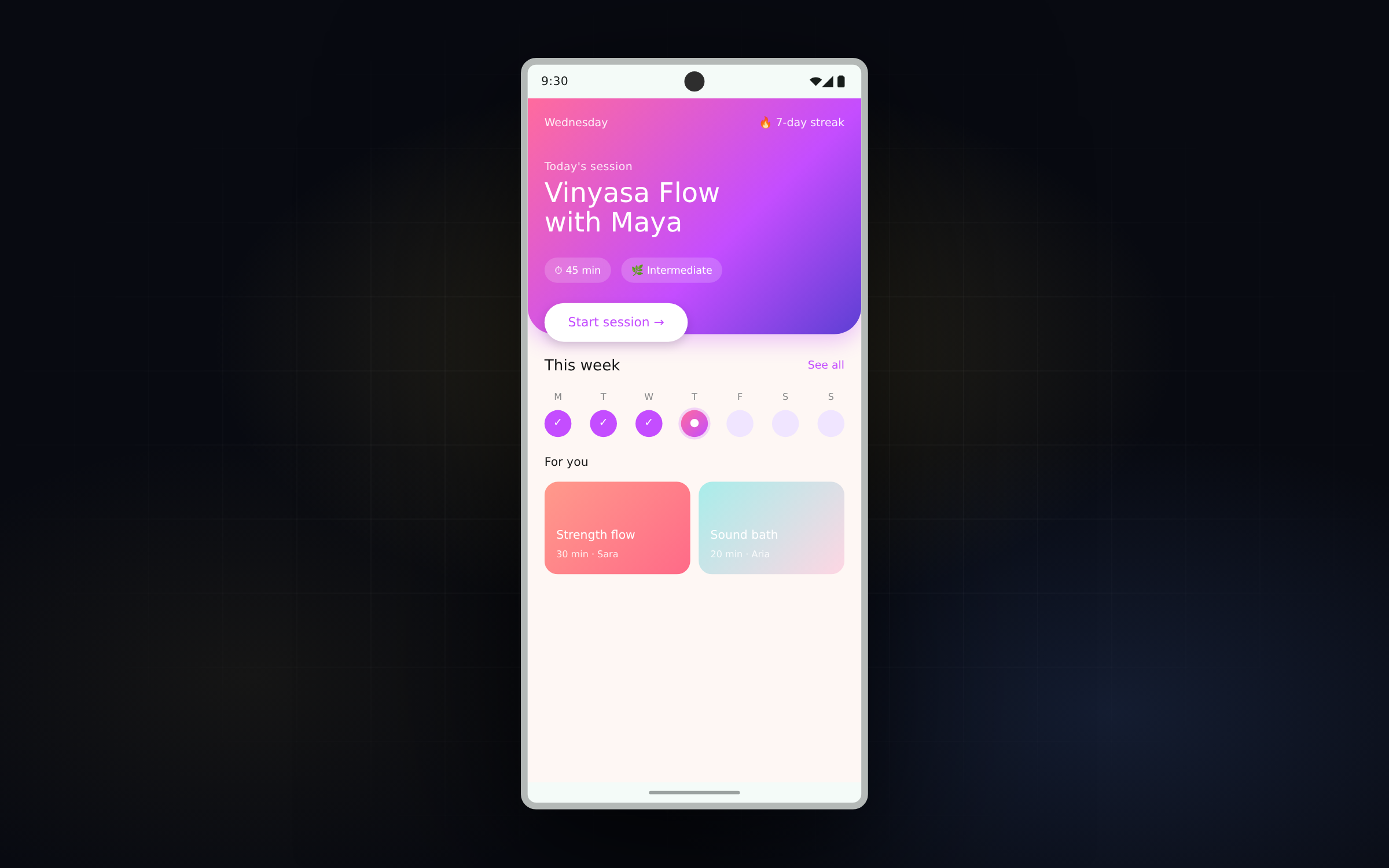 Bloom Studio, an Android boutique-fitness booking app